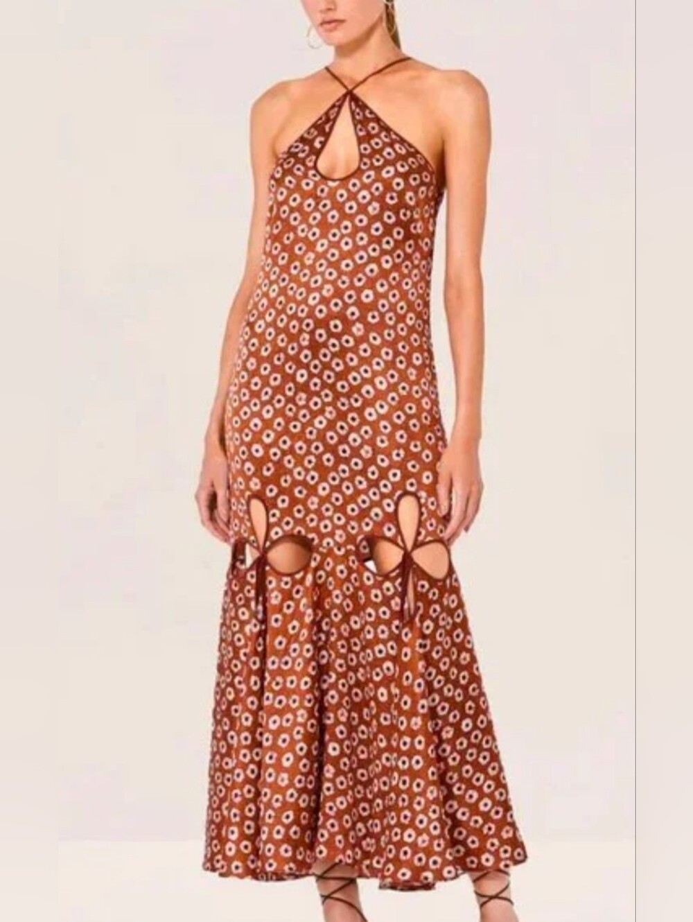 Alexis Ren Sienna Keyhole Cut Out XS Geometric Maxi Dress EUC - Picture 8 of 8